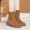 Snow Boots Women Fur Winter Shoes Padded Warm Casual Ankle Boots Retro Round Toe Suede Side Zip Short Botines Solid Ladies Shoes