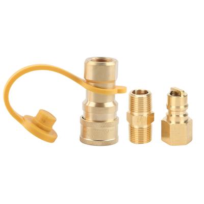 38in Propane Gas Quick Connect Fittings Brass Propane Gas Adapters with Shutoff Valve