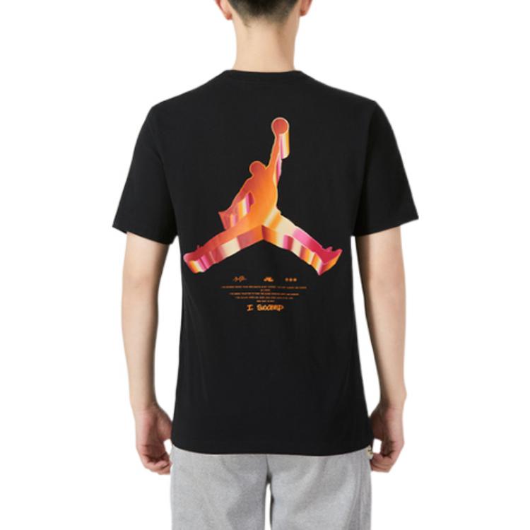 Jordan Bedrucktes Logo Unifarbener Rundhals-T-Shirt Herren Oberteile Schwarz DH8967-010