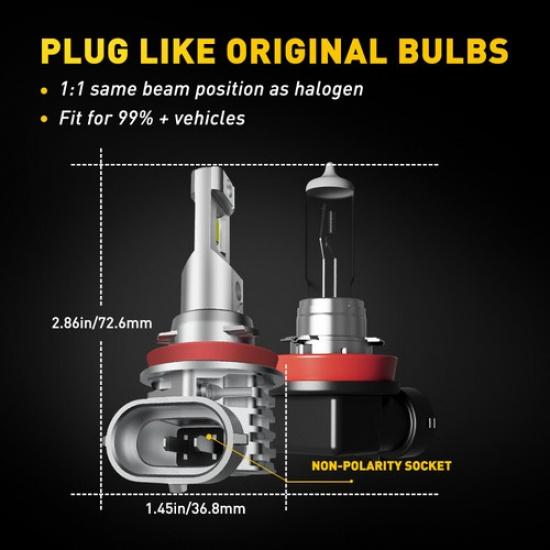 9005 9006 H11 LED Combo Headlight High Low Beam Bulb White Fog Light Kit DRL EOA