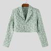 INCERUN Men Lapel Neck Long Sleeve One Button Flowers Texture Cropped Blazer Coats