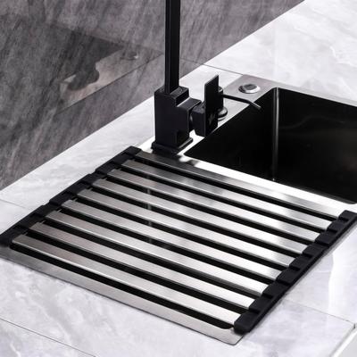 304 Stainless Steel Kitchen Sink Drain Rack, Sink Bowl and Dish Storage Rack, Foldable and Retractable Drain Basket