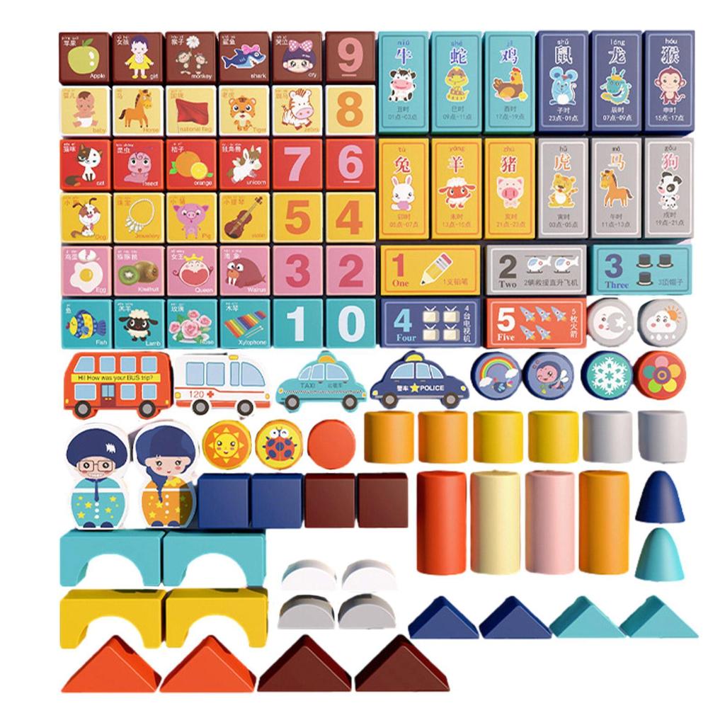 Cheap Building Blocks 100 Piece Wooden ABC Alphabet Number Building Blocks Set for Stacking