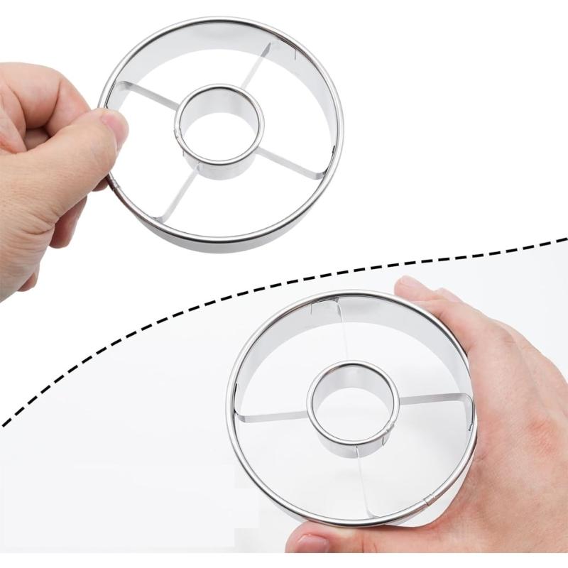 Set of 2 Commercial Stainless Steel Dessert Mold Cutters Baking Accessories Metal Texture Suitable for Baking Cookie