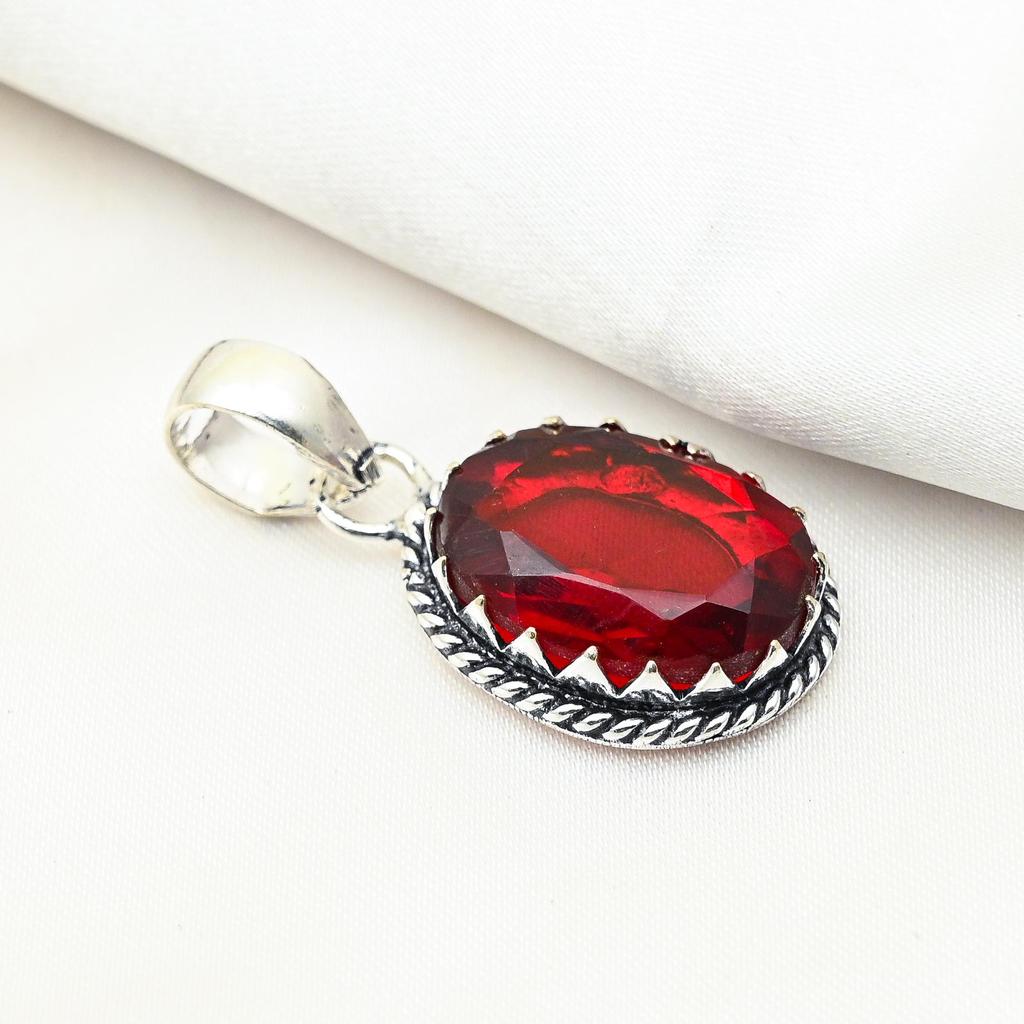 Roter Granat Schmuck, 925 Sterling Silber Anhänger, handgefertigter Edelstein Schmuck Anhänger zum Gedenktag