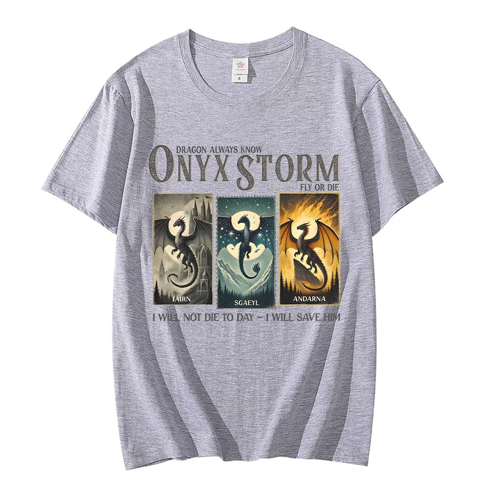 

Onyx Storm Cotton T-shirt Violet Sorrengail Fourth Wing T-shirt Onyx Storm Dragons I Will Save Him Clothes Unisex Summer Y2K Tee 4XL