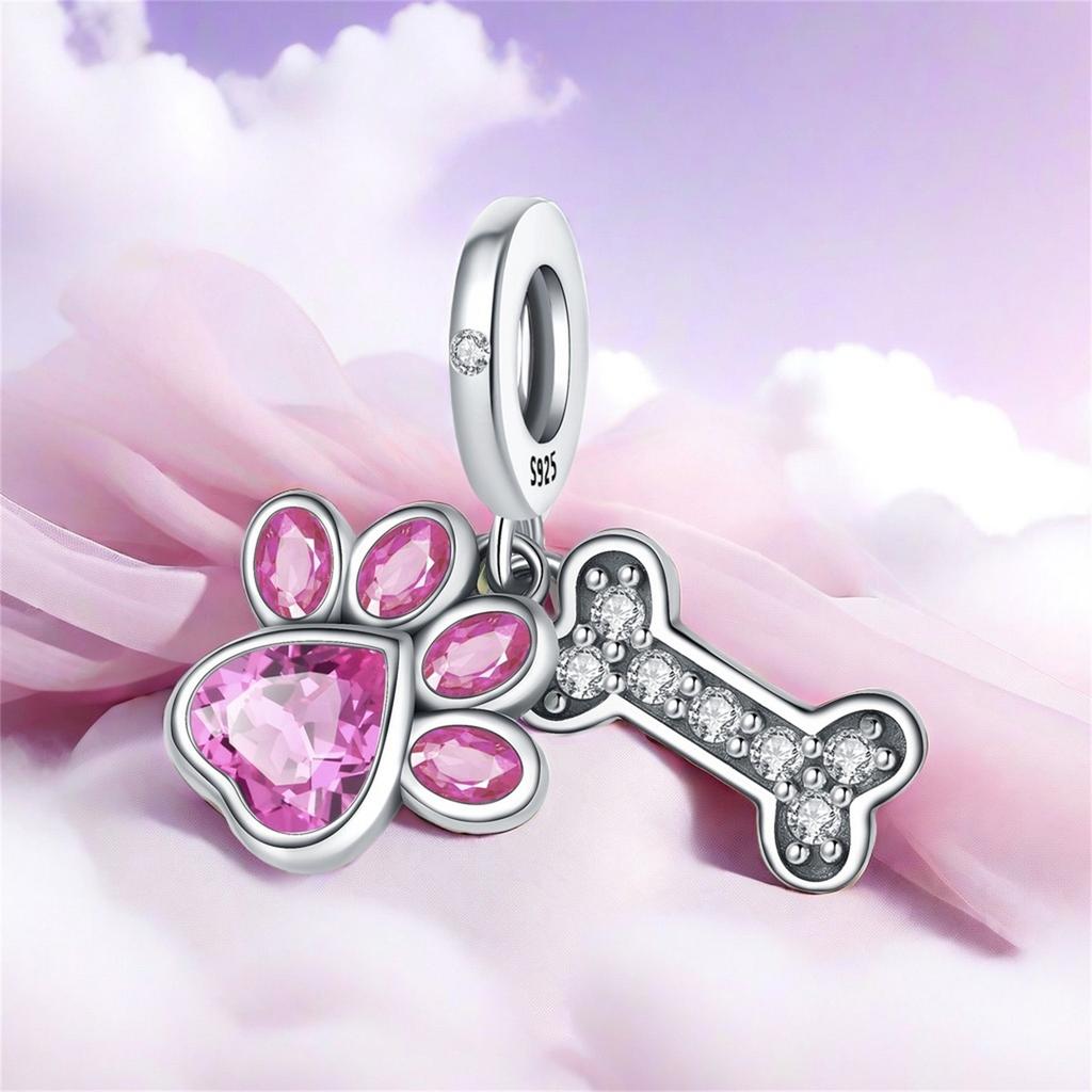 Copper Pink Cute Claw Bone Pendants Bracelet Charms Fit Women Jewelry Party Decorate Beads Diy Fine Gifts Accessory