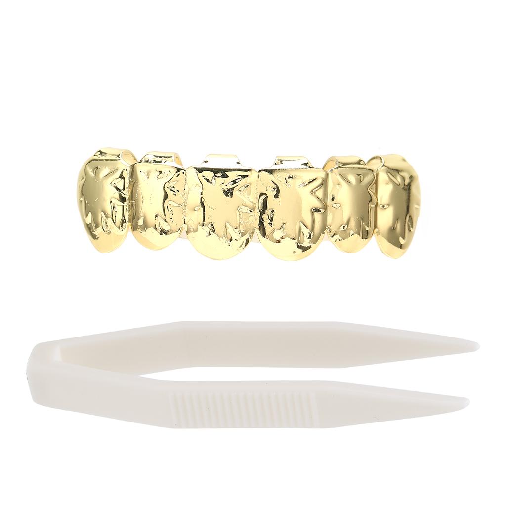 Pozłacane 18K Zęby Hip Hop Górne Zęby Sztuczny Ząb Dekoracja Zęba na Festiwal Halloween Złoty