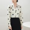 Women Blouses Shirts 2025 Spring Long Sleeve Women Blouse Shirt V-Neck Dot Elegant Blouse Shirt Women Tops J922