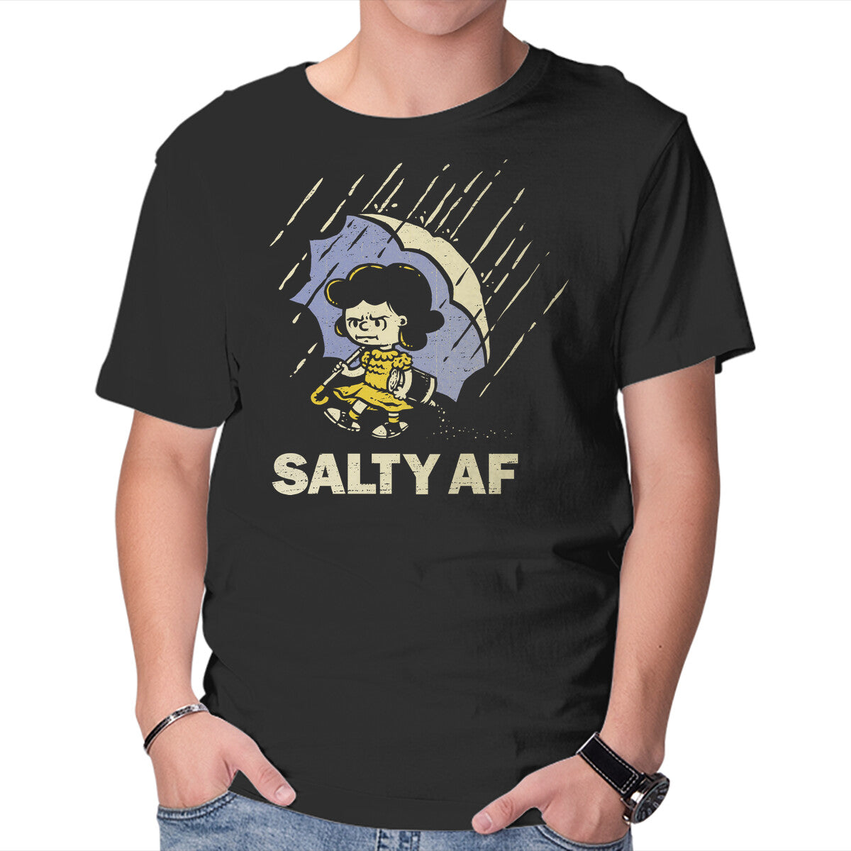 Unisex Crew Neck T-Shirt Salty AF Graphic Short Sleeve Casual Tee XXXL