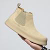 British Style Men Chelsea Boots Casual Leather Ankle Boots Pure Color High Top Shoes Versatile Winter Shoe Warm Plush Snow Botas