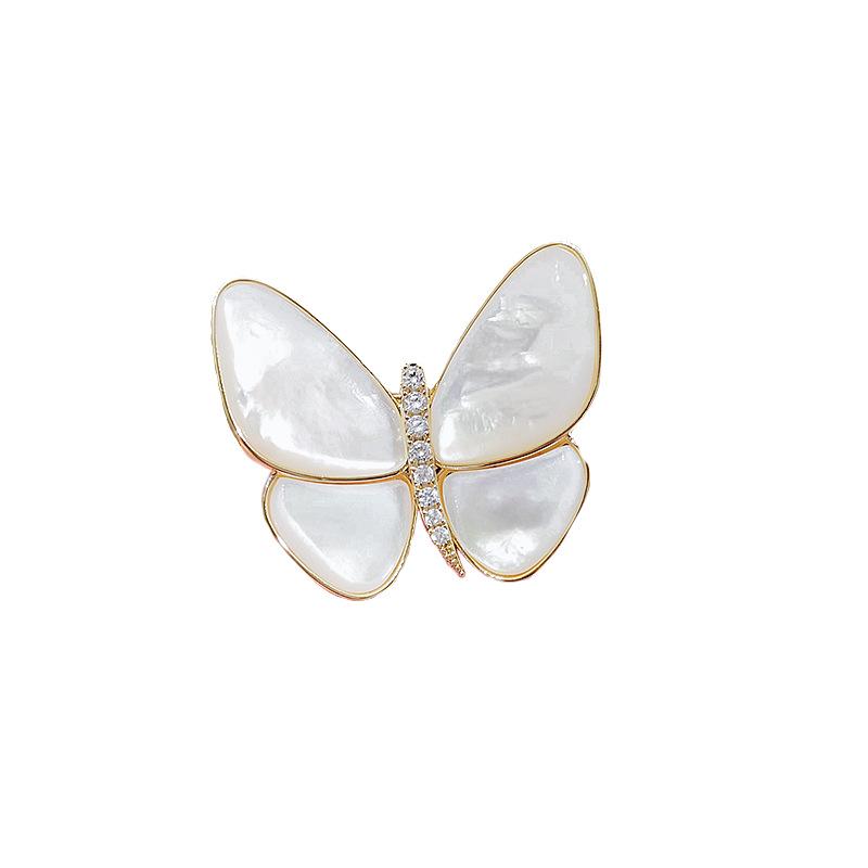 Elegant Meng Wanzhou Style Butterfly Brooch - Exquisite Women's Suit Accessory, Anti-Exposure Pin.