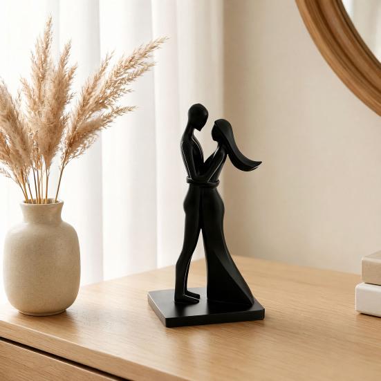 Couple Figurine, 3D Printed Hugging Couple Statue, Modern Romantic Sculpture for Living Room, Bedroom, Office, Shelf, Table Decor