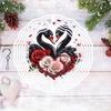 Dynamic Metal Windmill Wind Chime with 2D Mandala Rose and Black Swan Pattern Durable Outdoor Garden Art Sculpture Hanging Decor