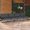 Day and Night - Day and Night 4-seater Garden Sofa with Anthracite Gray Pine Wood Cushions