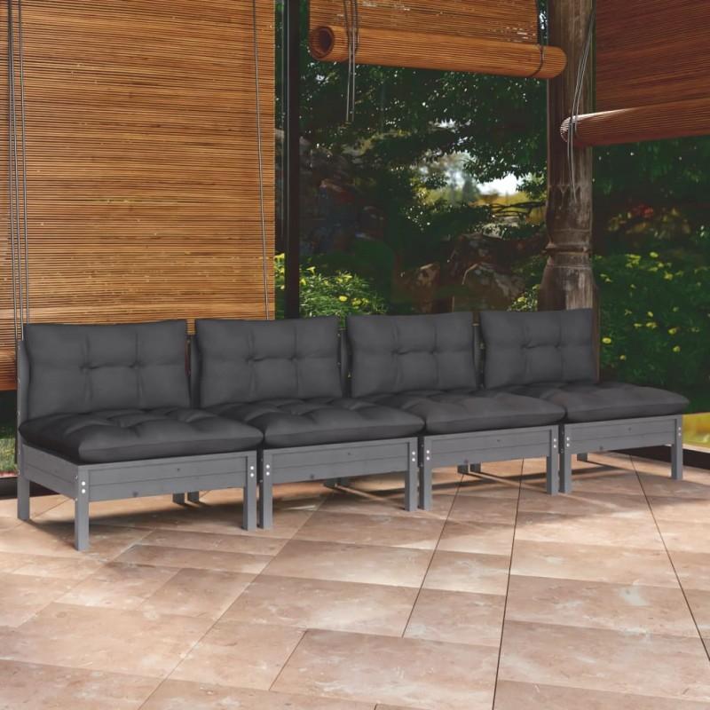 Day and Night - Day and Night 4-seater Garden Sofa with Anthracite Gray Pine Wood Cushions