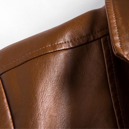 Leather Men's Korean Version Trend Slim Fitting Fashion Business Jacket Men's Jacket Autumn and Winter Motorcycle Leather Jacket Men's Clothing