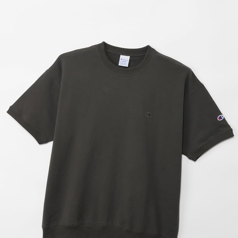 [Champion] Short-sleeved Sweatshirt with Embroidered Logo, Crewneck Sweatshirt, BASIC C8-D011Z-055-XL