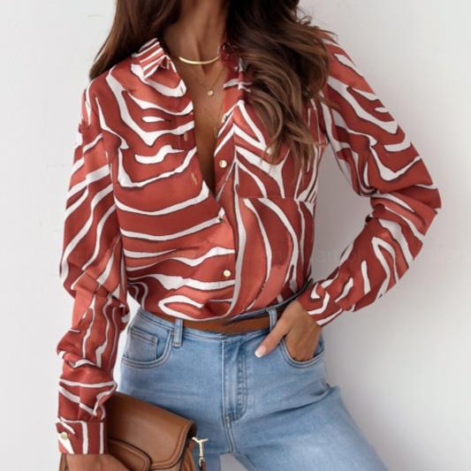 BITCED Women's Autumn Fashion Long Sleeve V-Neck Ladies Shirt Blouse