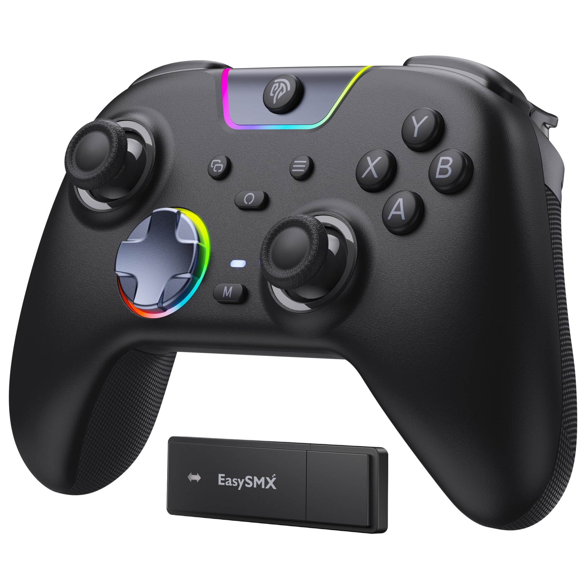 

EasySMX X05PRO ПК Легкий Звук RGB 1000 Гц Опитування Турбо Регульований 1000 мАг Сумісний з Чорним Контролером, Бездротове/Дротове З єднання, 2.4G Приймач, чорний