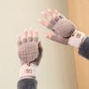 Knitted gloves for men and women, touch screen to keep warm in winter, plush wool, thickened in autumn , cold and windproof