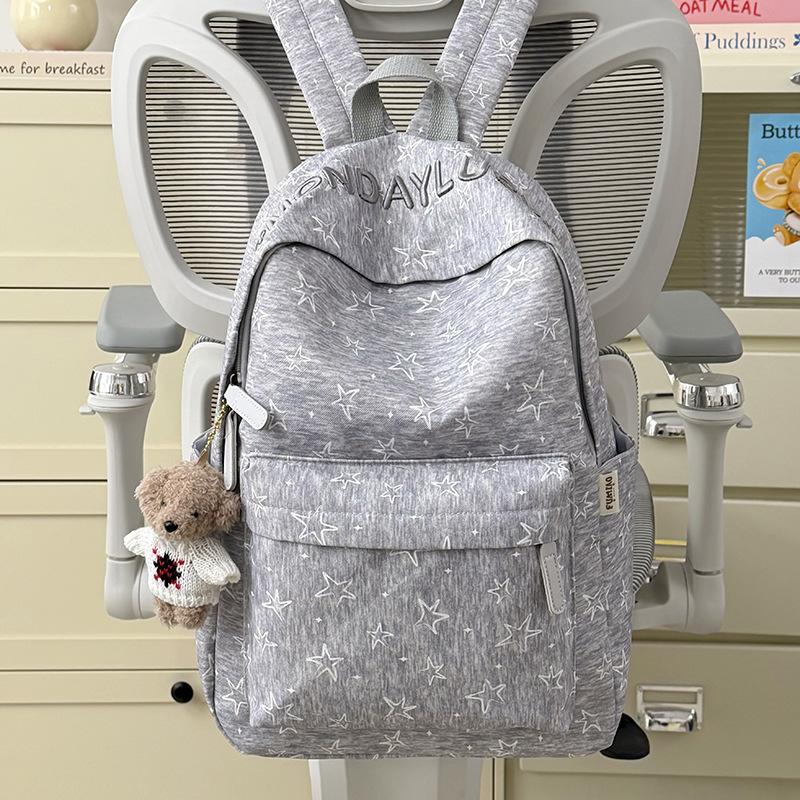 Schoolbag New Japanese Star Printed Backpack Female Student School Bag Lightweight Large Capacity Cute Plush Bear Backpack