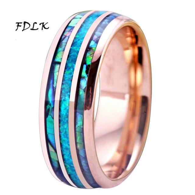 30 Styles Men Blue Grooved Black Stainless Steel Ring Koa Wood And Abalone Shell Inlay Arrow Red Meteorite Ring Men Wedding Band