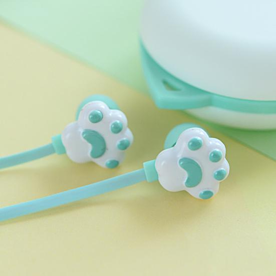 Wired Earbud High Fidelity Deep Bass Lightweight Cartoon Cat Paw 3.5mm Stereo Sports In-ear Earbud with Microphone for Doing Sports