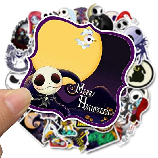 Nightmare Before Christmas Stickers 50pcs Vinyl Waterproof Stickers for Laptop Skateboard Water Bottle Computer Phone Halloween Theme