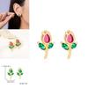 Blumenförmige Tulpen-Ohrstecker für Damen Kupfer Glas Frühling Modeschmuck