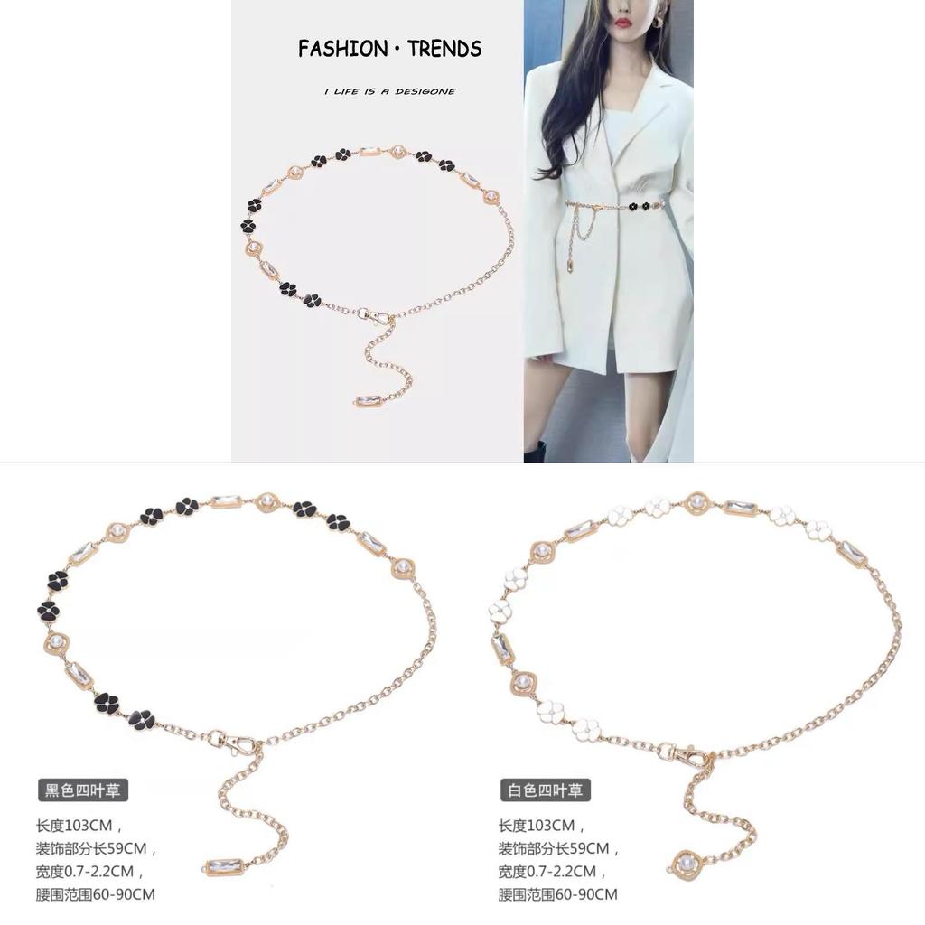 Gold Metal Waist Chain For Women Summer Dress Accessories With Water Diamond Embellishments