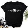 New Love Heart Dogs Paws Print T Shirt Women Cartoon T-shirt Funny Black T-shirt Summer Fashion O-neck Aesthetic Tshirts