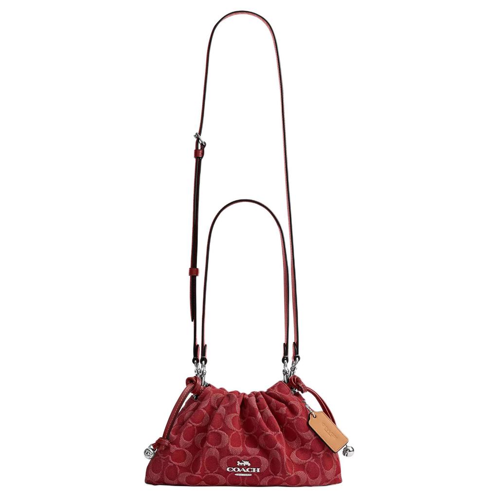 Coach Faye 26 Removable Shoulder Strap Drawstring Magnetic Closure Selected Denim Leather Smooth Leather Shoulder Bag Medium CDB93-SVDN8