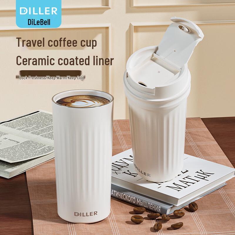 Diller Portable Insulated Coffee Cup with Ceramic Liner