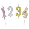 New Gold and Silver Number 0-9 Candle Children's First Birthday Party Decoration PVC Boxed Gold-plated Candle