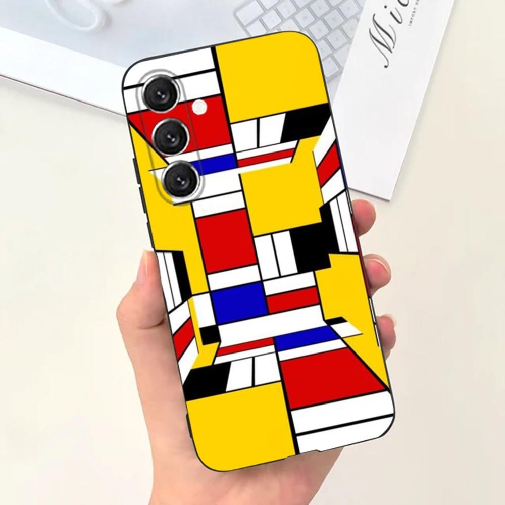 TOPLBPCS Mondrian Grid Phone Case For Samsung S21,S22 Ultra,S20,S30 plus,S22 plus,S23,S30 ultra 5G Silicone Cover