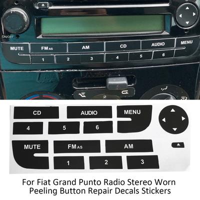 Car Radio Button Repair Sticker For Fiat Grand Punto Radio Stereo Worn Peeling Button Repair Decals Stickers Exterior Accessory