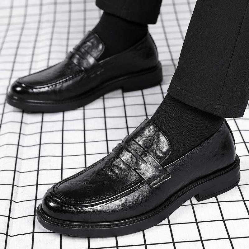 2025 New Designer Increase Leather Shoes for Men Fashion Casual Black Dress Shoes Male Spring Autumn Platform Loafers Man