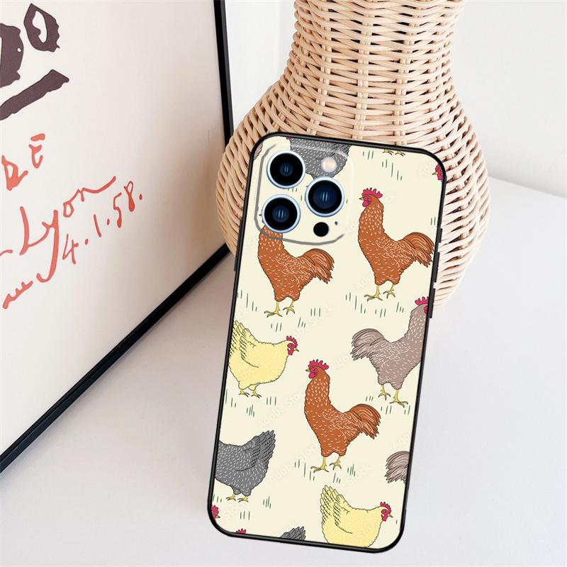 Chicken Pattern Case For iPhone 16 15 Pro 12 13 Mini 11 14 Pro Max XS X XR Plus Back Cover
