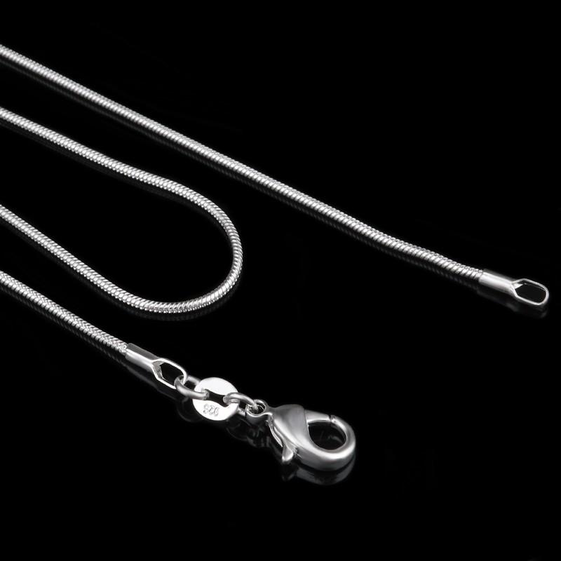 925 Sterling Sølv Halskjede Kvinner, Sølv Mote Smykker Slangekjede 1mm Halskjede 16 18 20 22 24"