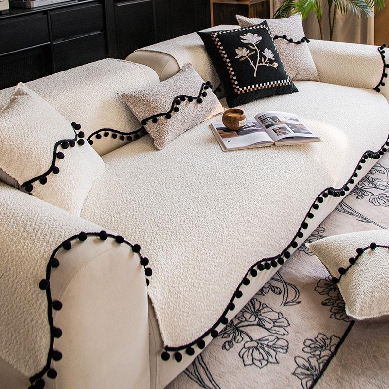 New Special-Shaped Sofa Cushion, High-End Mid-Ancient Style Skirt, Light Luxury Non-Slip Living Room, Straight Row Sofa Seat Cushion