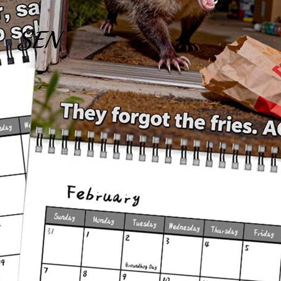 Funny Animal Monthly Planner Screaming Opossums Wall Calendar 2027, Possum Photography with Novelty Gift for Friends 12 Month Layout And Thick