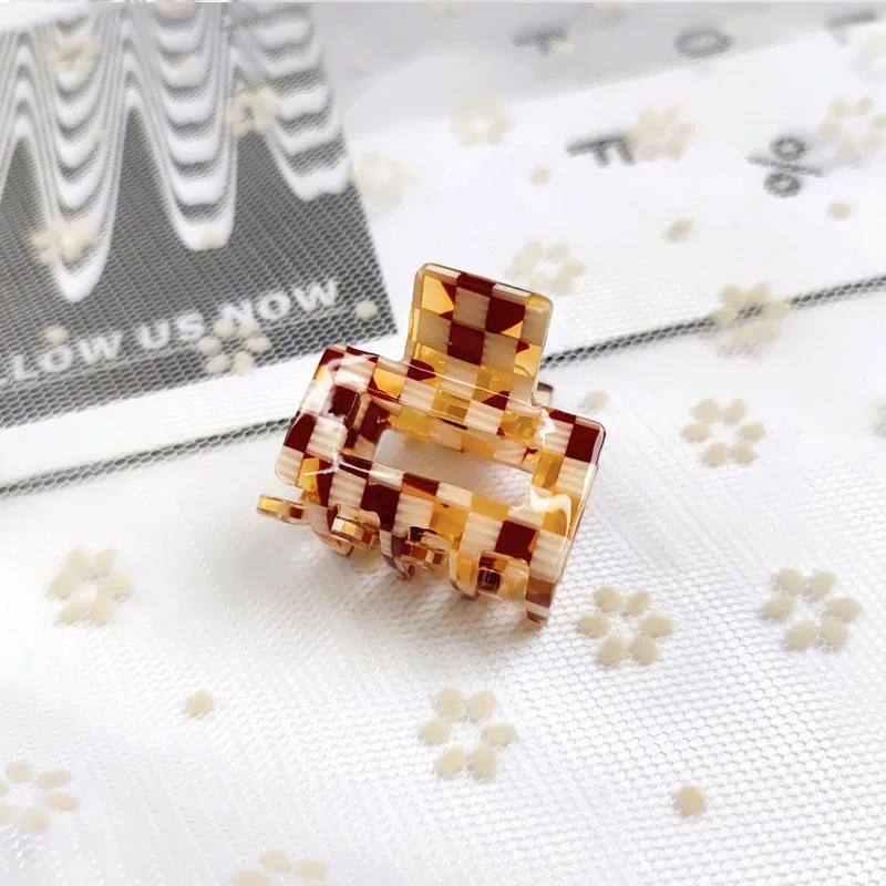 Vintage Acetate Mini Hair Claws For Women Girls Hair Accessories Leopard Lattice Square Crab Hair Clip Fashion Hairpin Headwear