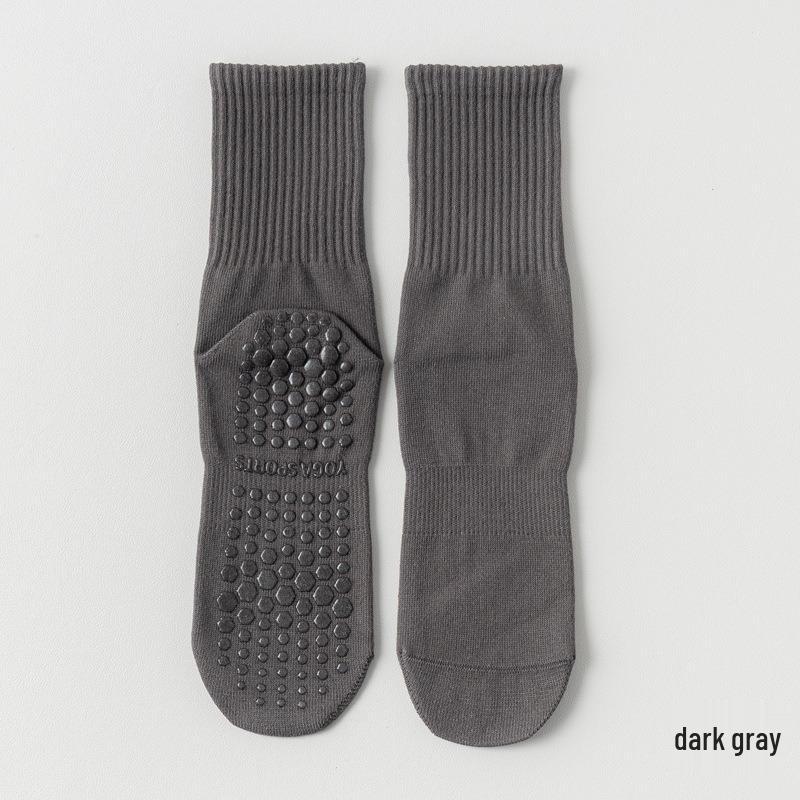 Women's Non-Slip Mid-Calf Yoga & Pilates Socks, 95% Cotton, Seamless, with Silicone Grip