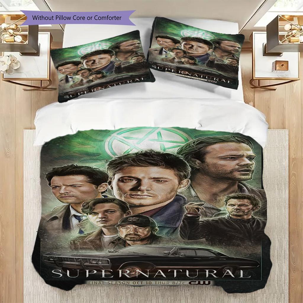 Supernatural Mystery Bedding (1 * duvet cover + 2 * pillowcase, without core) 2D Flat Duvet cover and pillowcase Christmas birthday gift Bedding set