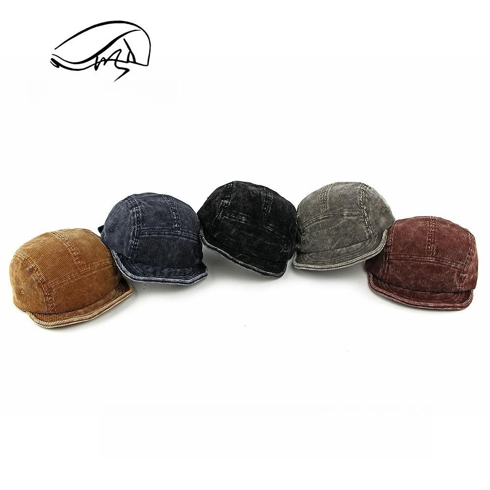 1pc Casual Solid Color Baseball Corduroy Caps for Men Women Soft Top Short Brim Baseball Hat Male Female Adjustable Snapback Cap