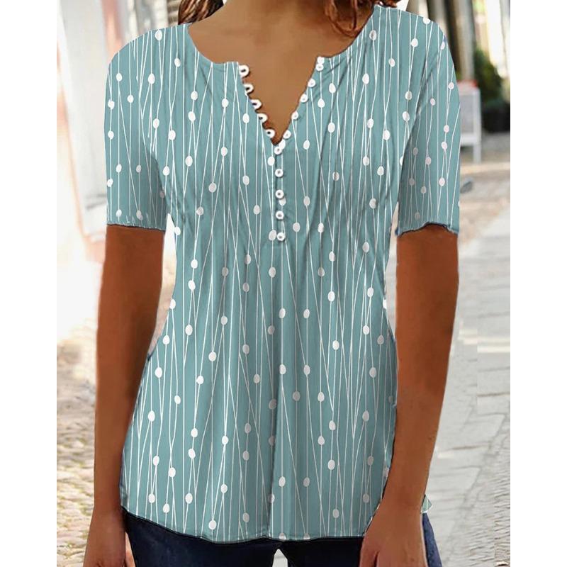 IHUASU Women's Fashion Casual Short Sleeve V Neck Blouses & Shirts