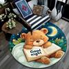 Teddy Bear Reading Book Round Area Rug,Carpet Rug for Living Room Bedroom Sofa Playroom Decor,Non-slip Floor Mat