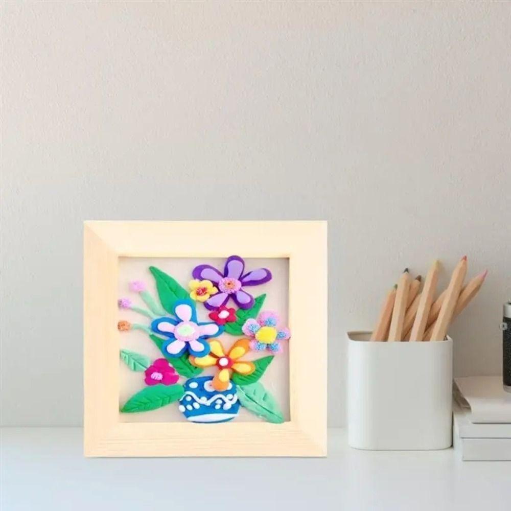 Art Puzzle Holder DIY Blank Clay Frames Painting Drawing Desktop Ornament Wooden Photo Holders Multi Size DIY Craft