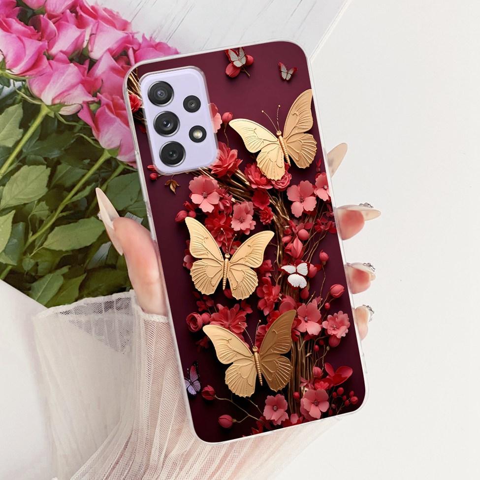Transparent For Samsung Galaxy A72 4G Case Cute Fashion Flowers Funny Painted Casing For Samsung A72 4G SM-A725M SM-A725F Cover